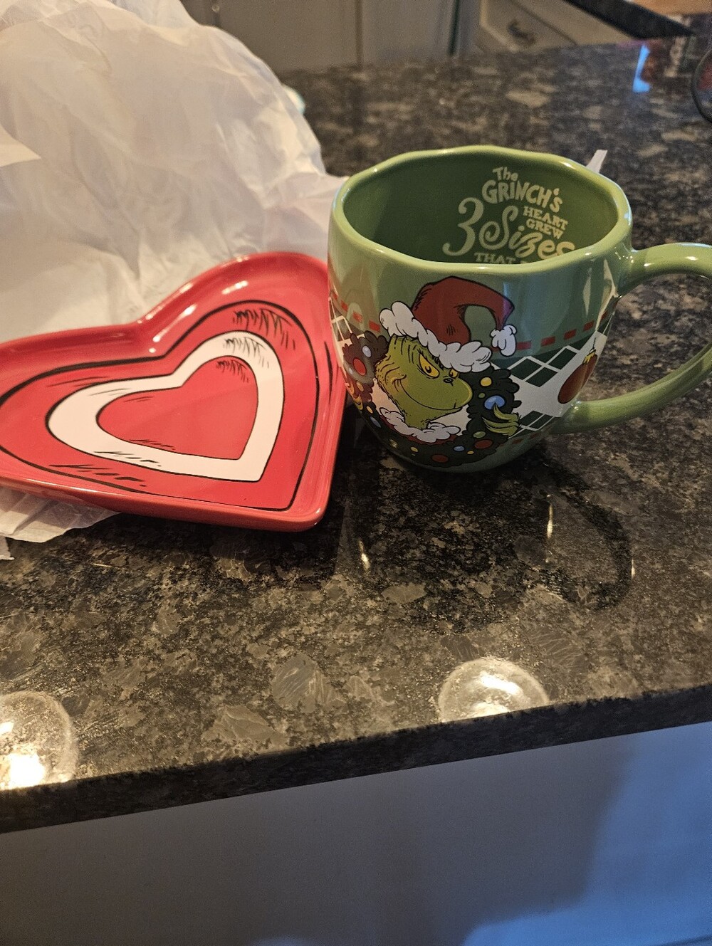 The Grinch Green Holiday Ceramic Mug - Decorative Plate Christmas Snack Set